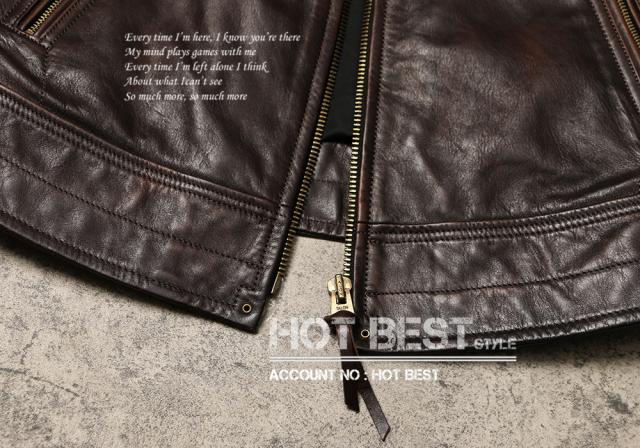 1.1mm 茶芯カウハイド 30年代 トラッカースタイル メンズ 革ジャン シングルライダース レザージャケット 牛革