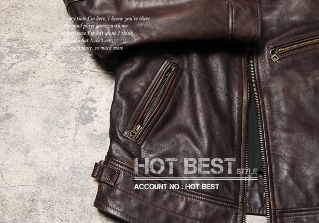 1.1mm 茶芯カウハイド 30年代 トラッカースタイル メンズ 革ジャン シングルライダース レザージャケット 牛革