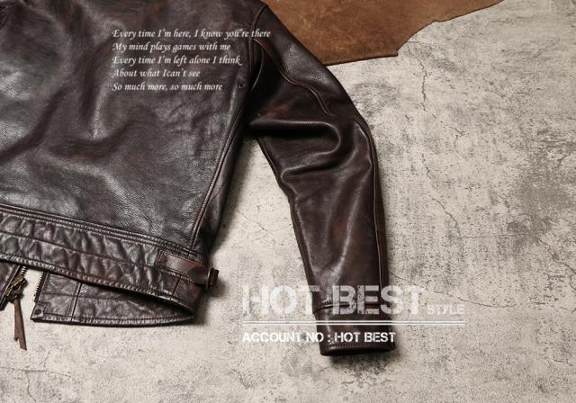 1.1mm 茶芯カウハイド 30年代 トラッカースタイル メンズ 革ジャン シングルライダース レザージャケット 牛革