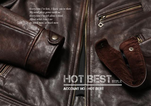 1.1mm 茶芯カウハイド 30年代 トラッカースタイル メンズ 革ジャン シングルライダース レザージャケット 牛革