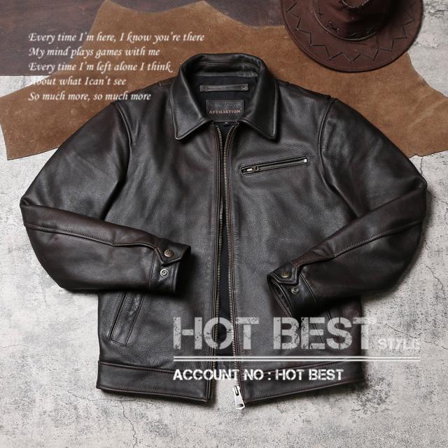 1.2mm カウハイド 30年代スタイル シングルライダース メンズ 革ジャン レザージャケット 染料仕上げ 牛革