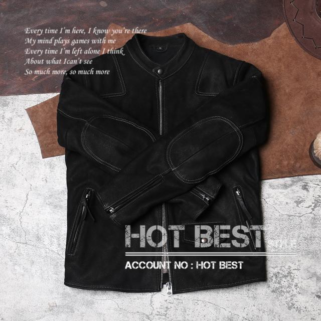 1.0mm カウハイド 50年代 パテッド シングルライダース レザージャケット トスカーナ植物鞣し ウォッシュ加工 ヴィンテージ 牛革