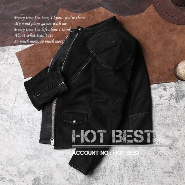 1.0mm カウハイド 50年代 パテッド シングルライダース レザージャケット トスカーナ植物鞣し ウォッシュ加工 ヴィンテージ 牛革