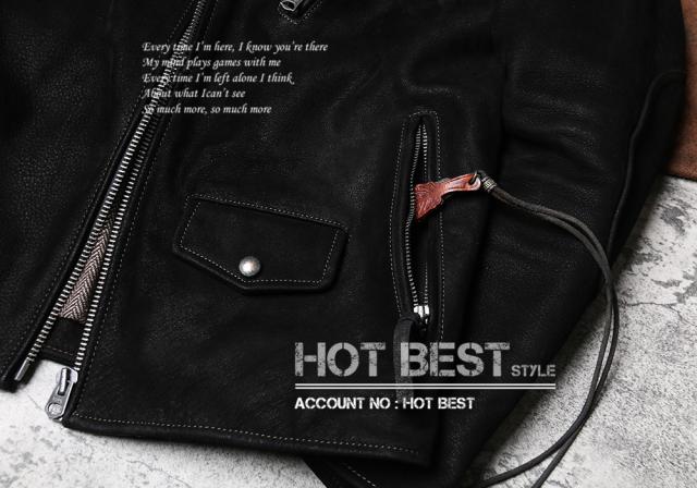 1.0mm カウハイド 50年代 パテッド シングルライダース レザージャケット トスカーナ植物鞣し ウォッシュ加工 ヴィンテージ 牛革