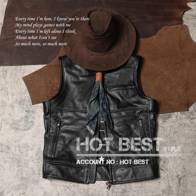 0.7mm カウハイド 本革 メンズ レザーベスト 本革ベスト 皮ベスト ジレ レザージャケット 牛革