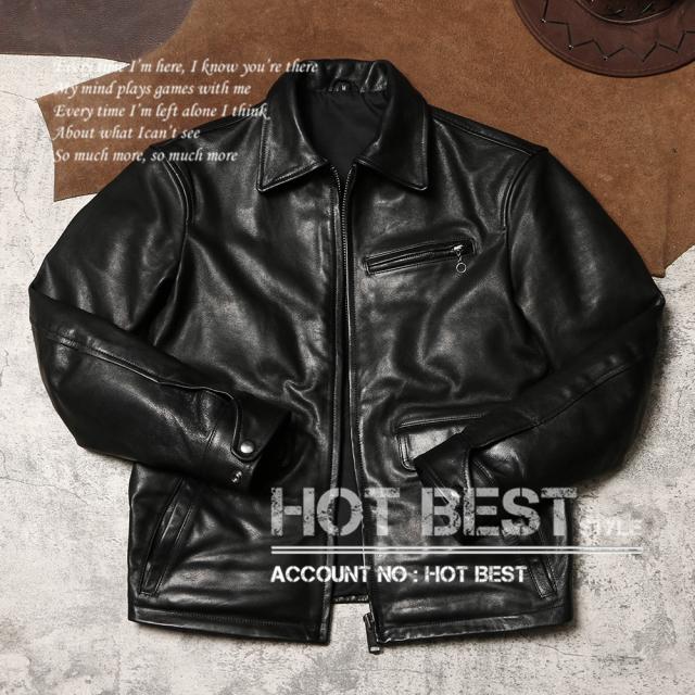 0.8mm ゴートスキン 20年代 ニュースマンコート レザージャケット メンズ 革ジャン カーコート ブレーキマン オイルレザー ヤギ 山羊革