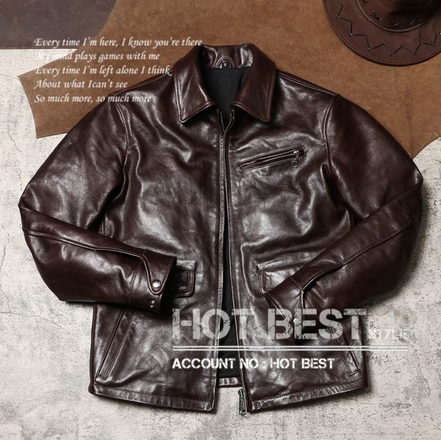 0.8mm ゴートスキン 20年代 ニュースマンコート レザージャケット メンズ 革ジャン カーコート ブレーキマン オイルレザー ヤギ 山羊革