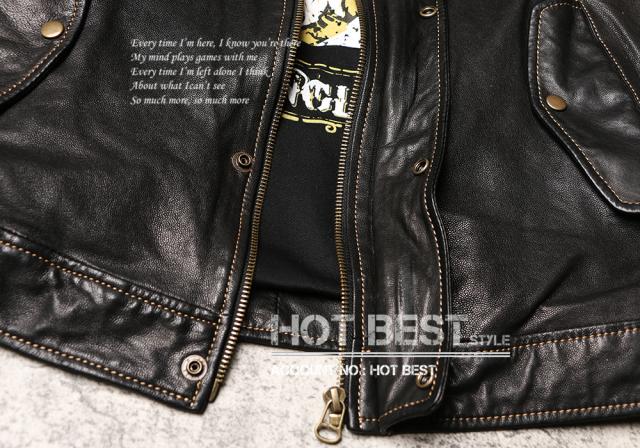 0.6mm ゴートスキン 本革 ウォッシュ加工 メンズ レザーベスト 本革ベスト 皮ベスト ジレ レザージャケット ヤギ 山羊革