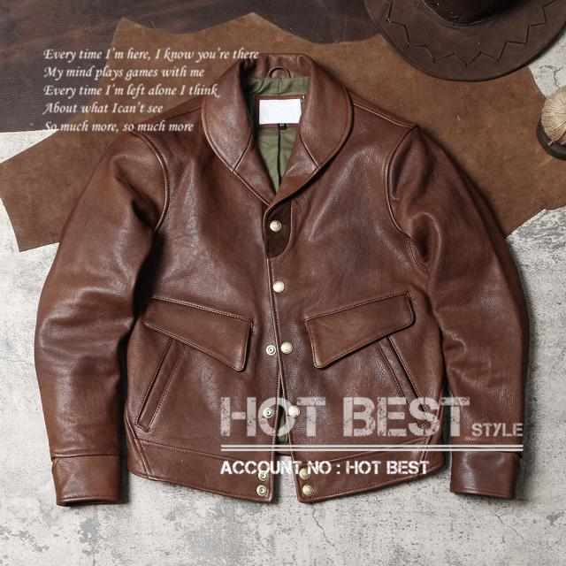 1.0mm ゴートスキン 復刻20年代 A-1タイプ コサックジャケット ボンバー フライト ショール カラー オイルレザー ヤギ 山羊革