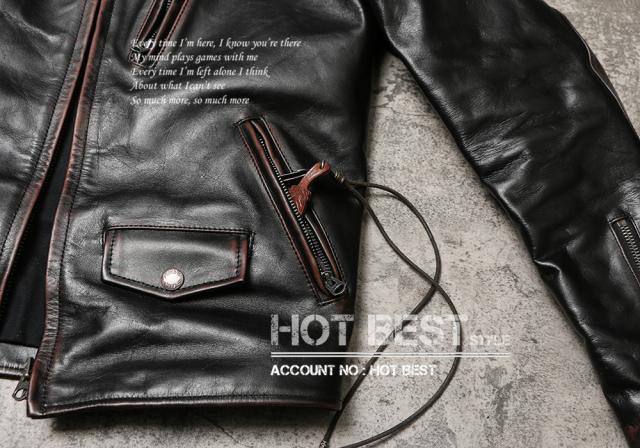 1.2mm 茶芯カウハイド 50年代 パテッド シングルライダース レザージャケット メンズ 革ジャン トスカーナ植物鞣し 牛革