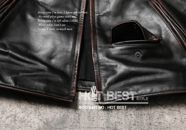 1.2mm 茶芯カウハイド 50年代 パテッド シングルライダース レザージャケット メンズ 革ジャン トスカーナ植物鞣し 牛革