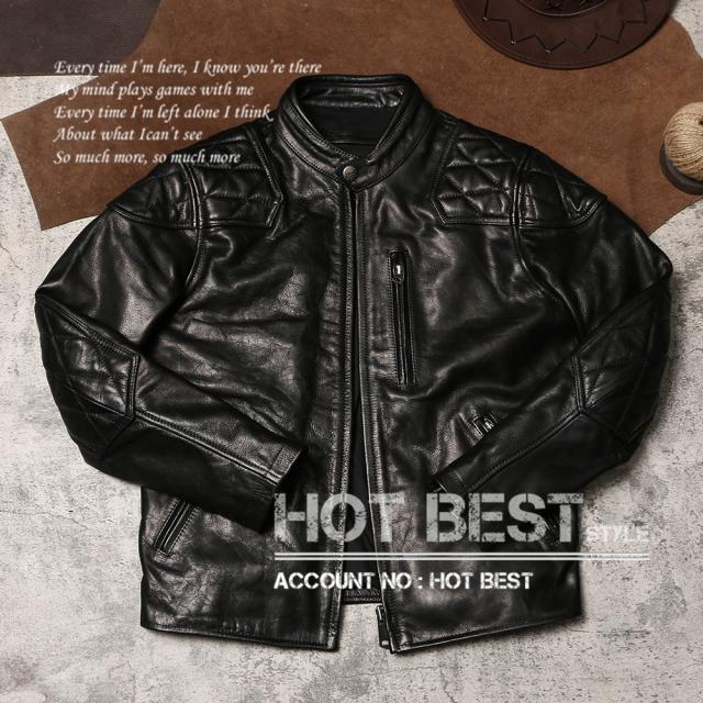 最高峰 1.4mm カウハイド 50年代 パテッド シングルライダース レザージャケット メンズ 革ジャン トスカーナ植物鞣し 牛革