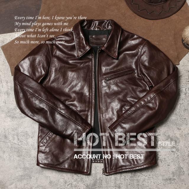 0.8mm ゴートスキン 30年代スタイル シングルライダース メンズ 革ジャン レザージャケット オイルワックスレザー ヤギ 山羊革