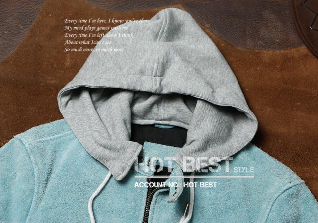 1.0mm カウスエード フーデッドパーカー レザージャケット ヴィンテージ加工 フード取外し可 ボマー ボンバー ライダース 牛革