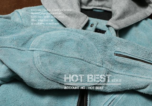 1.0mm カウスエード フーデッドパーカー レザージャケット ヴィンテージ加工 フード取外し可 ボマー ボンバー ライダース 牛革