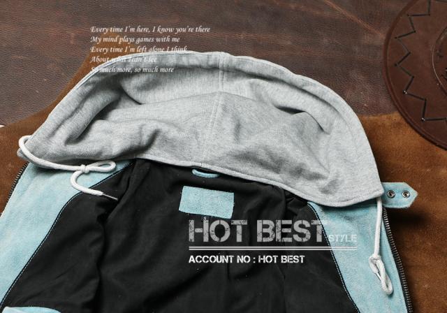 1.0mm カウスエード フーデッドパーカー レザージャケット ヴィンテージ加工 フード取外し可 ボマー ボンバー ライダース 牛革