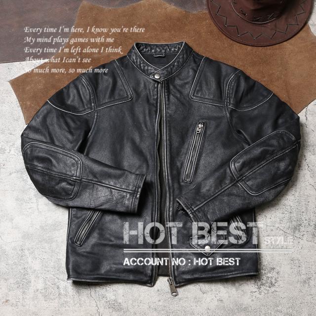 1.0mm カウハイド 50年代 パテッド シングルライダース ウォッシュ加工 ヴィンテージ メンズ 革ジャン レザージャケット 牛革