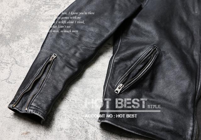 1.0mm カウハイド 50年代 パテッド シングルライダース ウォッシュ加工 ヴィンテージ メンズ 革ジャン レザージャケット 牛革