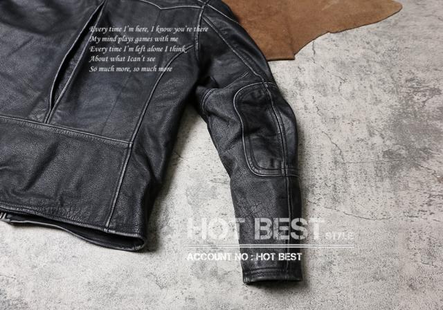 1.0mm カウハイド 50年代 パテッド シングルライダース ウォッシュ加工 ヴィンテージ メンズ 革ジャン レザージャケット 牛革