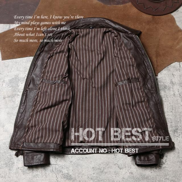 1.1mm カウハイド 復刻50年代スタイル タイト メンズ 革ジャン サファリジャケット イタリアンレザー 牛革