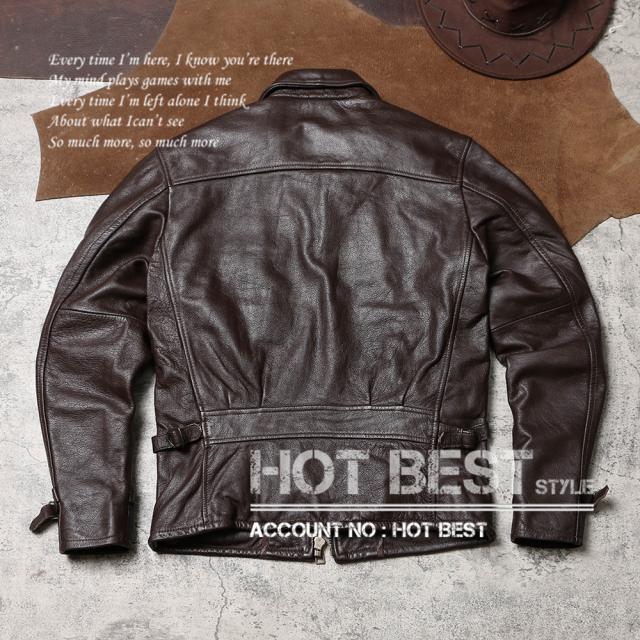 1.1mm カウハイド 復刻50年代スタイル タイト メンズ 革ジャン サファリジャケット イタリアンレザー 牛革