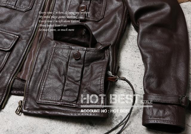 1.1mm カウハイド 復刻50年代スタイル タイト メンズ 革ジャン サファリジャケット イタリアンレザー 牛革