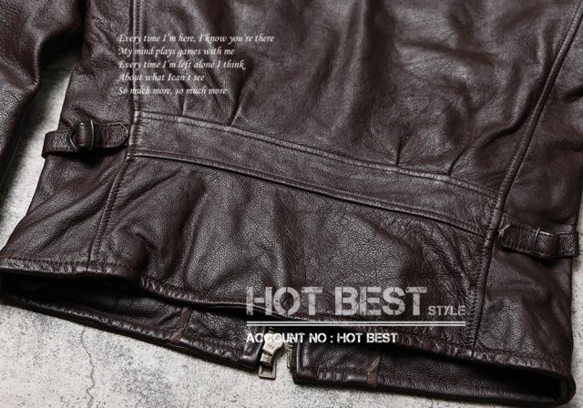 1.1mm カウハイド 復刻50年代スタイル タイト メンズ 革ジャン サファリジャケット イタリアンレザー 牛革