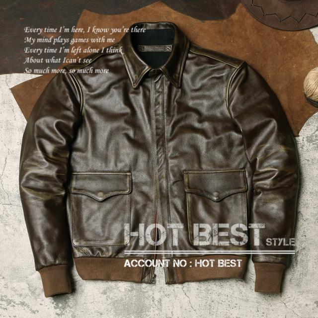 1.0mm カウハイド 復刻30年代 USAF TYPE A-2 フライトジャケット メンズ 革ジャン ヴィンテージ加工 染料仕上げ 牛革