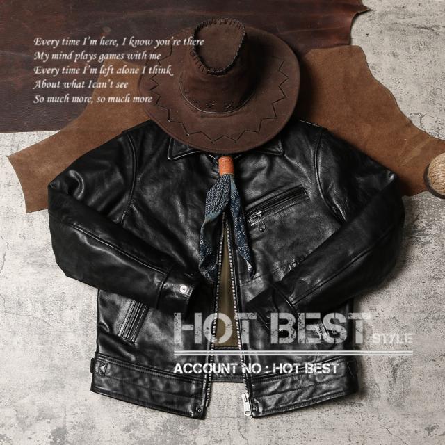 1.2mm 黒芯ホースハイド 30年代スタイル シングルライダース メンズ 革ジャン レザージャケット トスカーナ植物鞣し革 馬革