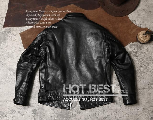 1.2mm 黒芯ホースハイド 30年代スタイル シングルライダース メンズ 革ジャン レザージャケット トスカーナ植物鞣し革 馬革