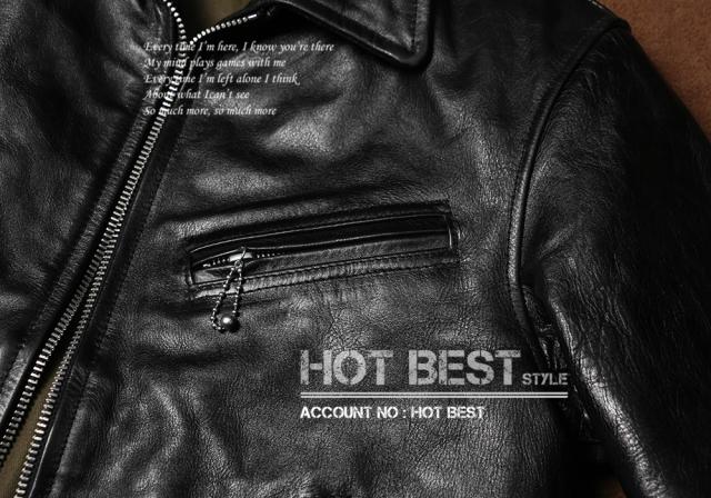 1.2mm 黒芯ホースハイド 30年代スタイル シングルライダース メンズ 革ジャン レザージャケット トスカーナ植物鞣し革 馬革