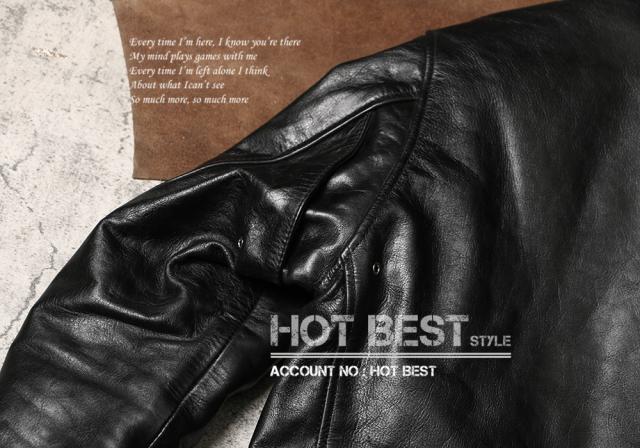 1.2mm 黒芯ホースハイド 30年代スタイル シングルライダース メンズ 革ジャン レザージャケット トスカーナ植物鞣し革 馬革