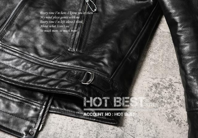 1.2mm 黒芯ホースハイド 30年代スタイル シングルライダース メンズ 革ジャン レザージャケット トスカーナ植物鞣し革 馬革