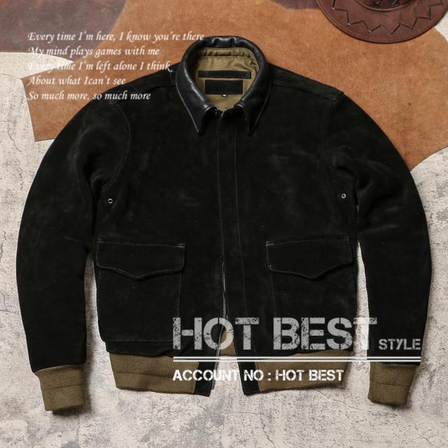 1.4mm カウスエード 復刻30年代 USAF TYPE A-2 フライトジャケット メンズ 革ジャン 染料仕上げ 牛革