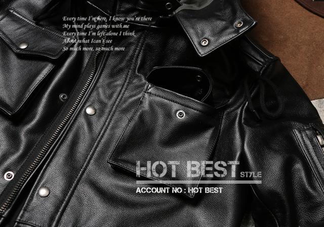 1.2mmカウハイド 復刻50年代スタイル M65 メンズ 革ジャン 中綿