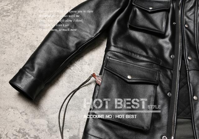 1.2mmカウハイド 復刻50年代スタイル M65 メンズ 革ジャン 中綿