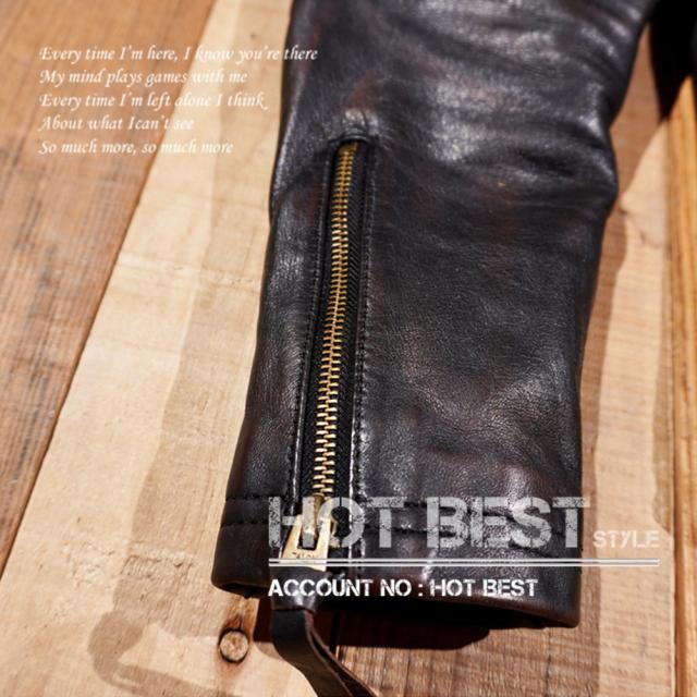 新作 レア 1.2mm 茶芯ホースハイド ヴィンテージ加工  50s パテッド シングルライダース レザージャケット  PADDED タンニンなめし 馬革