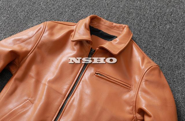 上質革ジャン カウハイド メンズ レザー ジャケット イタリアン レア色
