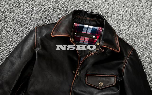 25W新発売　レザーカーコート　茶芯ホースハイド　馬革　レザージャケット M レザーカーコート 茶芯ホースハイド 馬革 レザージャケット L レザー