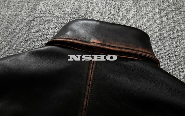 上質　メンズ　レザー　ジャケット　ホースハイド　馬革 茶芯ホースハイド 30´s ワークコート レザージャケット カーコート ブレーキマン ベジタブルタンニンなめし　植物鞣し_5