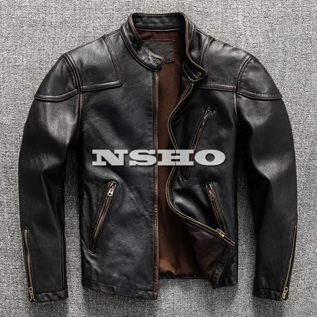 上質　メンズ　レザー　ジャケット　ホースハイド　復刻　50年代　パテッド　シングルライダース　レザージャケット 　PADDEDの通販は
