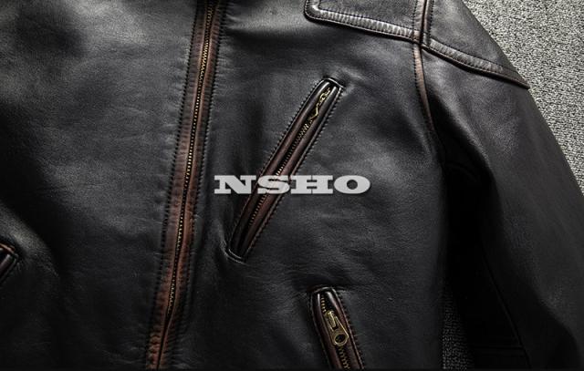 上質 メンズ レザー ジャケット ホースハイド 復刻 50年代 パテッド