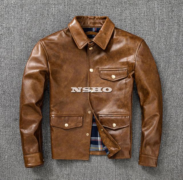 上質　メンズ　レザー　ジャケット　カウハイド　牛革　30´s　ワークコート レザージャケット  カーコート ブレーキマン ベジタブルタンニンなめし