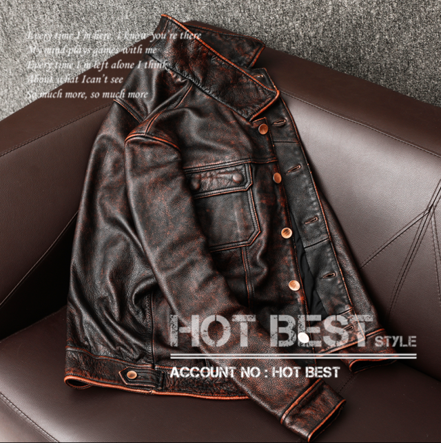 上質 メンズ レザー ジャケット カウハイド 牛革 ヴィンテージ加工