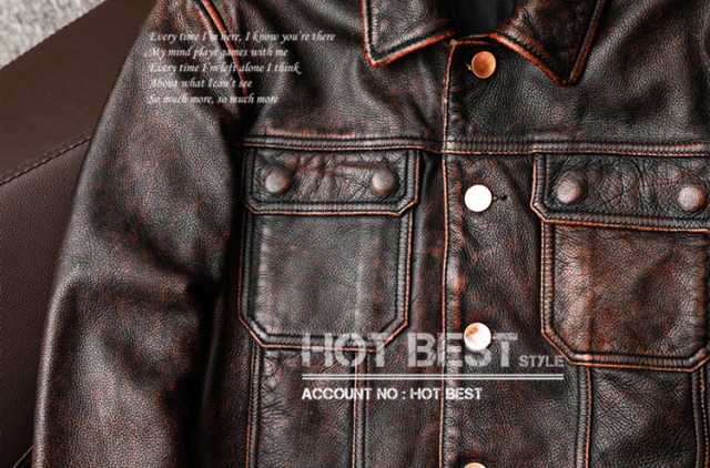 上質 メンズ レザー ジャケット カウハイド 牛革 ヴィンテージ加工