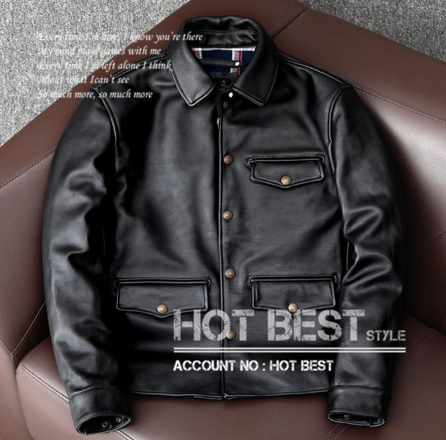 上質　メンズ　レザー　ジャケット　復刻30年代  ホースハイド　馬革　ワークコート レザージャケット カーコート ブレーキマン ベジタブルタンニンなめし