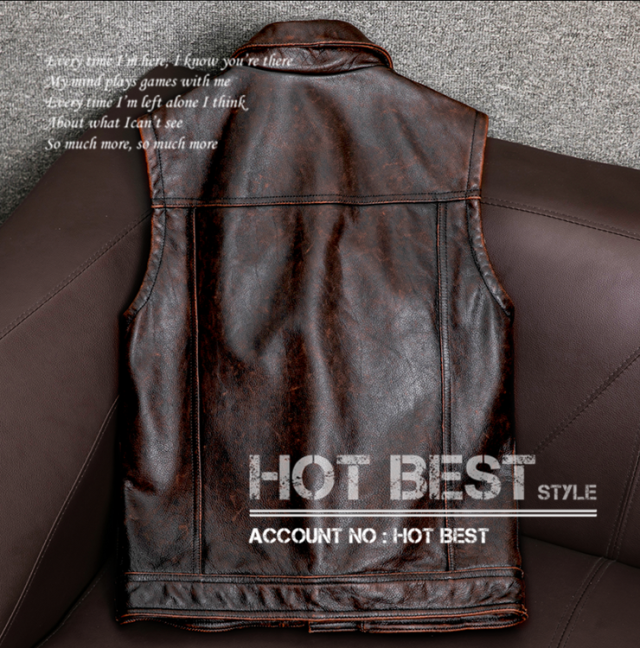 上質 メンズ レザー ジャケット カウハイド 牛革 茶芯牛革 ベスト