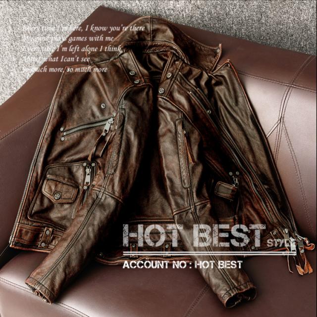 上質 メンズ レザー ジャケット カウハイド 牛革 復刻30年代スタイル D