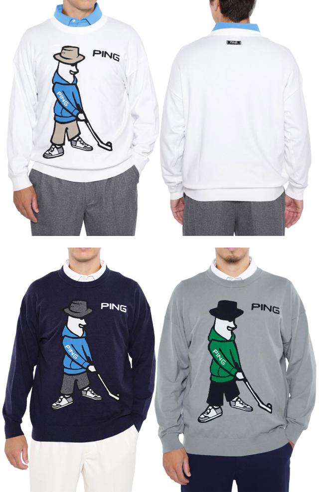 ウェア ピン PING Mr.PINGジャガードクルーネックニットプルオーバー