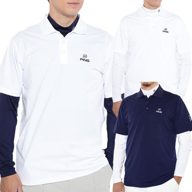 ピン PING ストレッチカノコ×ストレッチ天竺レイヤードツインセット 621-4260801 メンズ 2024秋冬モデル ゴルフウェア 日本正規品